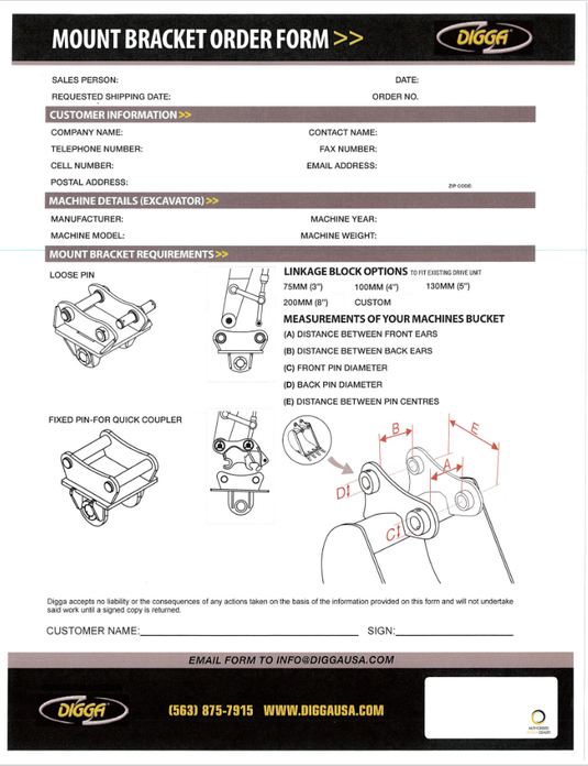 Rev-Pile Mount Bracket Order Form