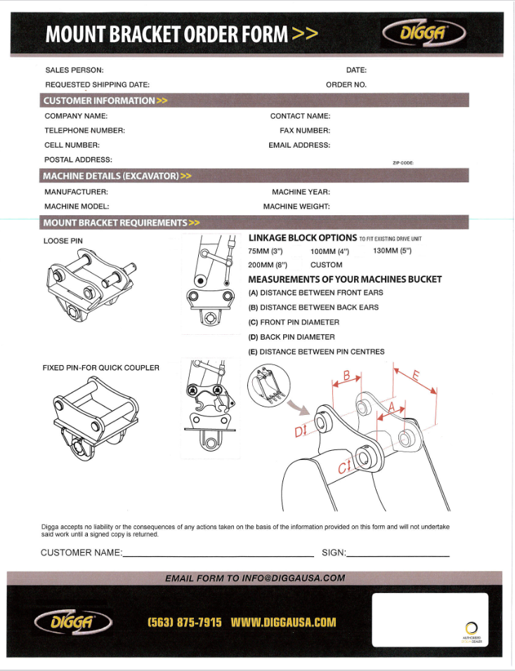 Rev-Pile Mount Bracket Order Form